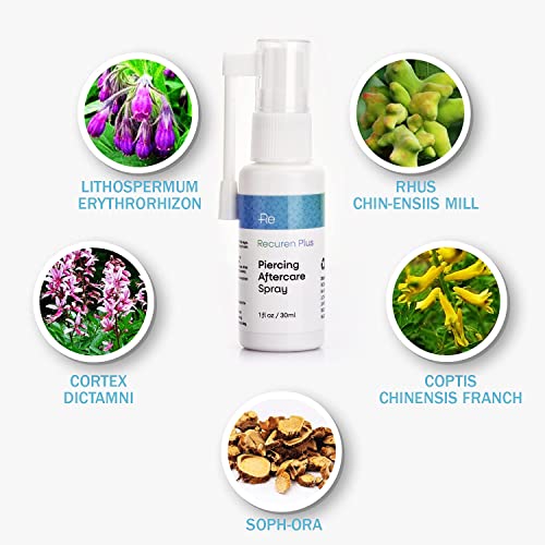 Recuren Plus Piercing Aftercare Spray Solution to Shrink Piercing Bumps Suita...