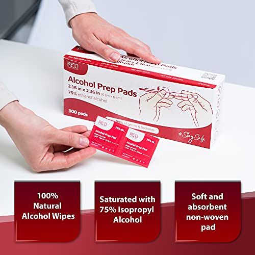 Alcohol Prep Pads 300 Pack 6X6cm - Sterile 75% Alcohol Wipes - Thick Cotton I...