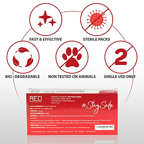 Alcohol Prep Pads 300 Pack 6X6cm - Sterile 75% Alcohol Wipes - Thick Cotton I...