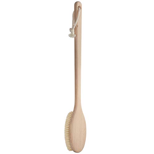 Redecker Beechwood Bath and Shower Brush, Long 19-1/2" Handle for Hard-to-Rea...