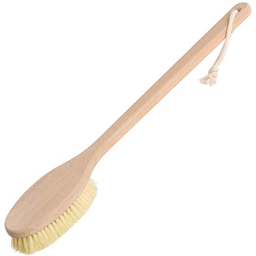 Redecker Tampico Fiber Bath Brush with Oiled Beechwood Handle, 19-5/8-Inches