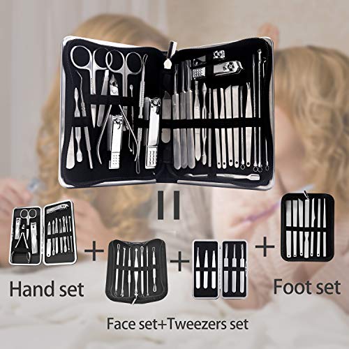 Manicure Set 30 in 1 Nail Clipper set,RedFlow Nail Clippers,Fingernail & Toen...