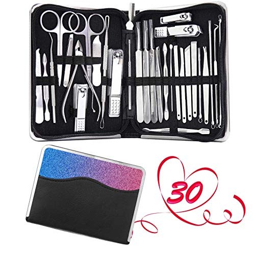 Manicure Set 30 in 1 Nail Clipper set,RedFlow Nail Clippers,Fingernail & Toen...