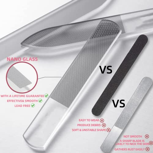 RedFlow Glass Nail File,Nail Buffer Set Contains 7 Nano Glass Nail Files ,Pro...