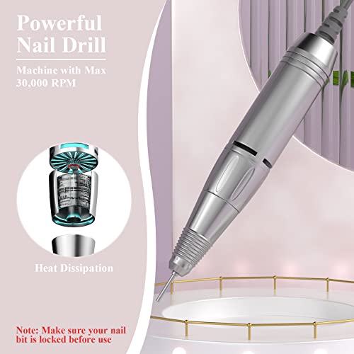Professional Electric Nail Drill, Redhouse Rechargeable 30000RPM E File Nail ...