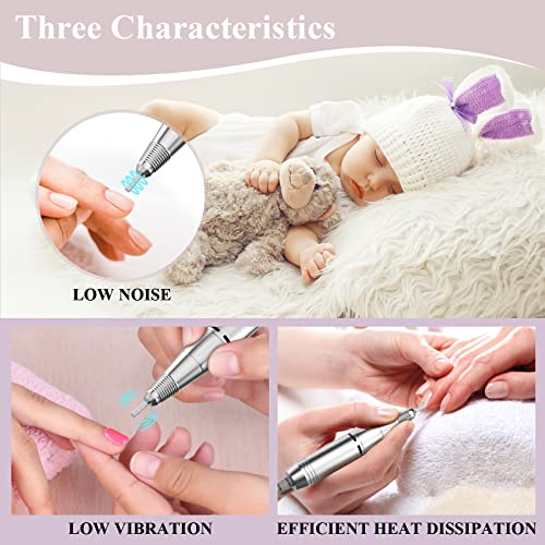 Professional Electric Nail Drill, Redhouse Rechargeable 30000RPM E File Nail ...