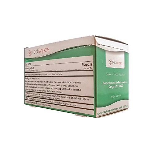 25 Large Antiseptic Wipes Individually Packaged Towelettes BZK Benzalkonium C...