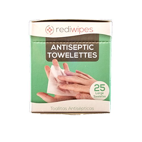 25 Large Antiseptic Wipes Individually Packaged Towelettes BZK Benzalkonium C...
