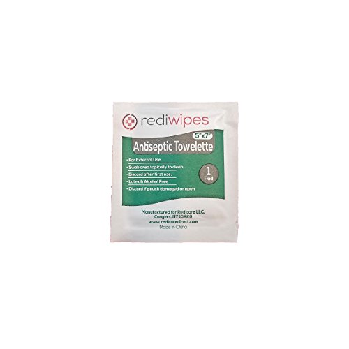 25 Large Antiseptic Wipes Individually Packaged Towelettes BZK Benzalkonium C...