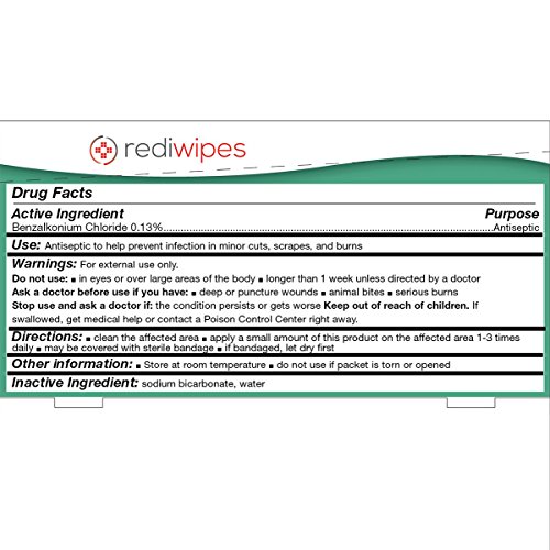 25 Large Antiseptic Wipes Individually Packaged Towelettes BZK Benzalkonium C...