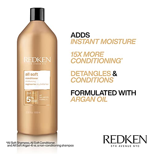 Redken All Soft Argan Oil Conditioner | For Dry/Brittle Hair | Moisturizes & ...
