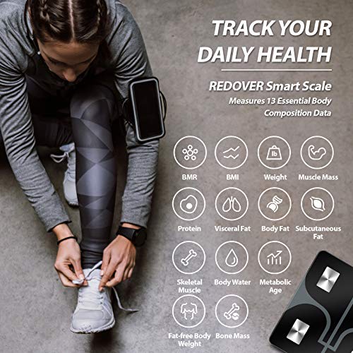 REDOVER-Bluetooth Body Fat Scale with Smartphone App, Smart Wireless Digital ...