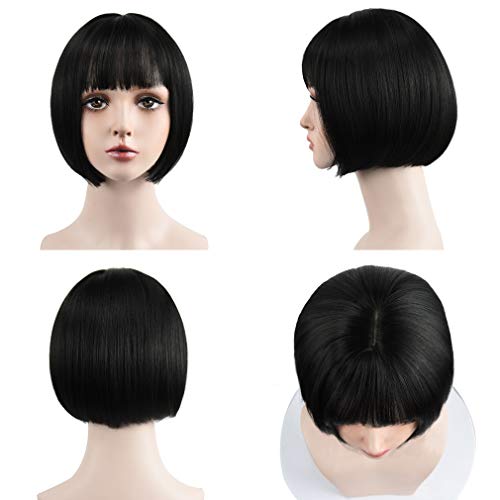 REECHO 11" Short Bob Wig with bangs Synthetic Hair for White Black Women Colo...