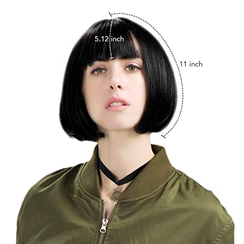 REECHO 11" Short Bob Wig with bangs Synthetic Hair for White Black Women Colo...