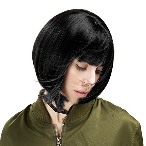 REECHO 11" Short Bob Wig with bangs Synthetic Hair for White Black Women Colo...