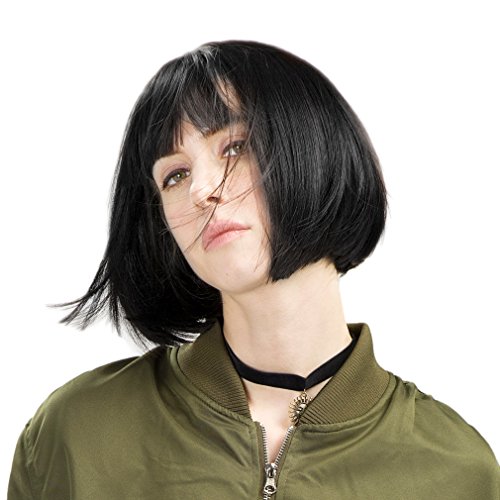 REECHO 11" Short Bob Wig with bangs Synthetic Hair for White Black Women Colo...