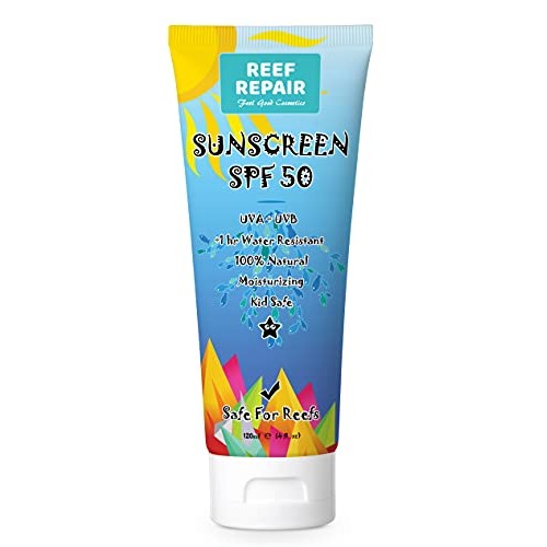 Reef Safe Sunscreen SPF 50 All Natural, Water Resistant, Moisturizing, Biodeg...