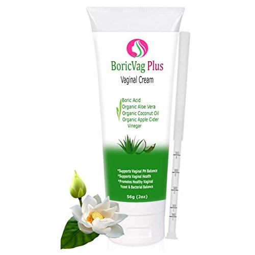 Boric Acid Vaginal Cream with Organic Aloe Vera, Organic Coconut Oil & Organi...
