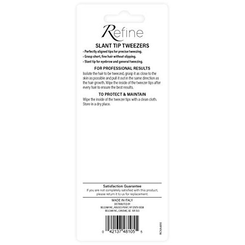 Refine Tweezers Slant Tip, silver, 3 Count