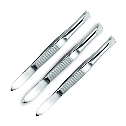 Refine Tweezers Slant Tip, silver, 3 Count