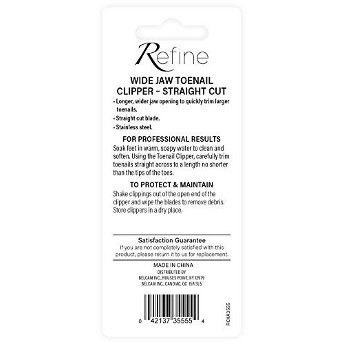 Refine Wide Straight Cut Jaw Toenail Clipper, silver, 2 Count