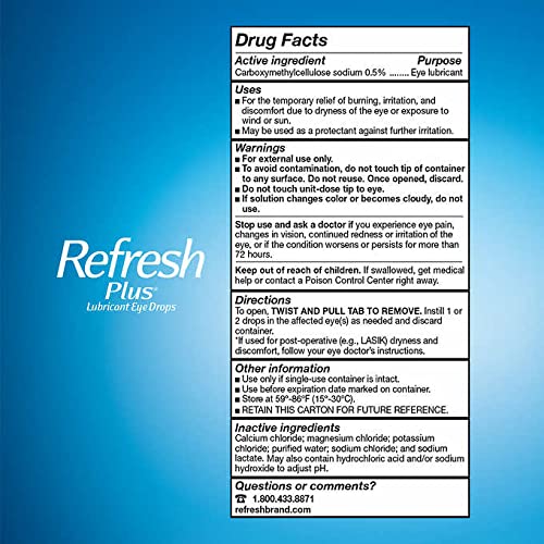 Allergan Refresh Plus Lubricant Eye Drops Single-Use Vials 1Pack (100 ct ) kl...
