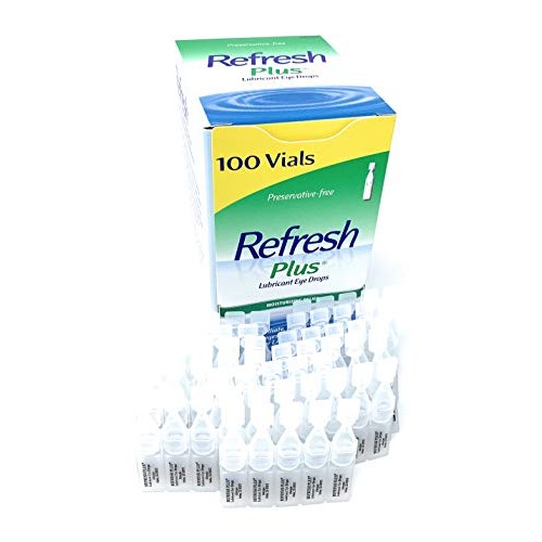 Allergan Refresh Plus Lubricant Eye Drops Single-Use Vials, Clear, (100 Count...