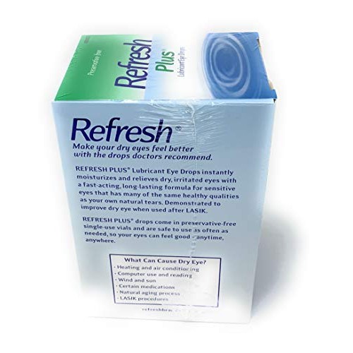 Allergan Refresh Plus Lubricant Eye Drops Single-Use Vials, Clear, (100 Count...