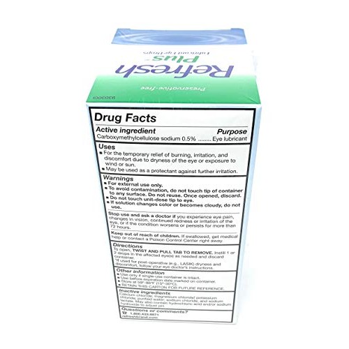 Allergan Refresh Plus Lubricant Eye Drops Single-Use Vials, Clear, (100 Count...