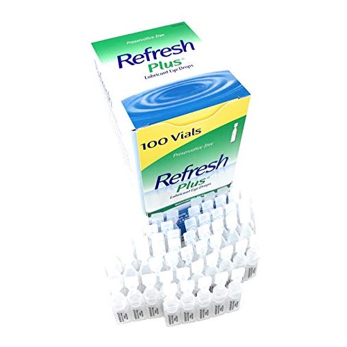 Allergan Refresh Plus Lubricant Eye Drops Single-Use Vials, Clear, (100 Count...