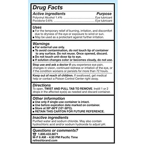 Refresh Classic Lubricant Eye Drops, Preservative-Free,0.01 Fl Oz Single-Use ...