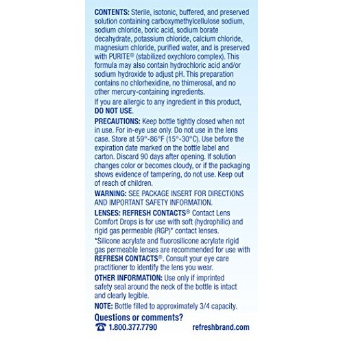 Refresh Contacts, Eye Drops, Contact Lens Comfort,Blue 0.4 Fl Oz Sterile