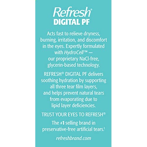 Refresh Digital PF Lubricant Eye Drops, Preservative-Free, 0.01 Fl Oz Single-...