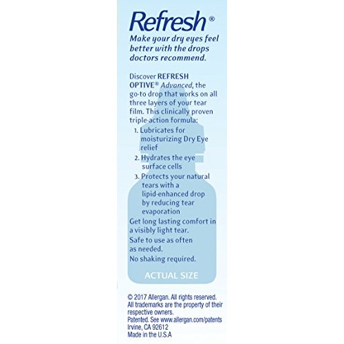 Refresh Optive Advanced Eye Drops, 0.33 Fl Oz (Twin Pack)