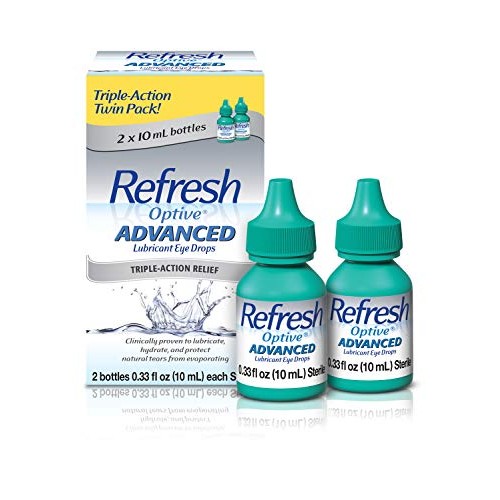 Refresh Optive Advanced Eye Drops, 0.33 Fl Oz (Twin Pack)
