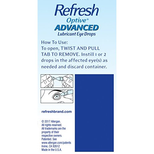 Refresh Optive Advanced Lubricant Eye Drops For Dry Eyes, Preservative-Free, ...