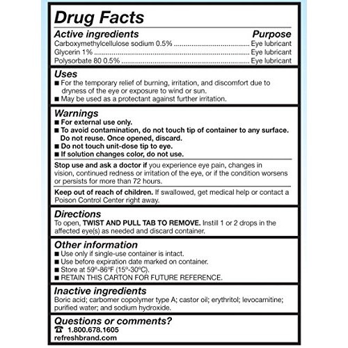 Refresh Optive Advanced Lubricant Eye Drops For Dry Eyes, Preservative-Free, ...