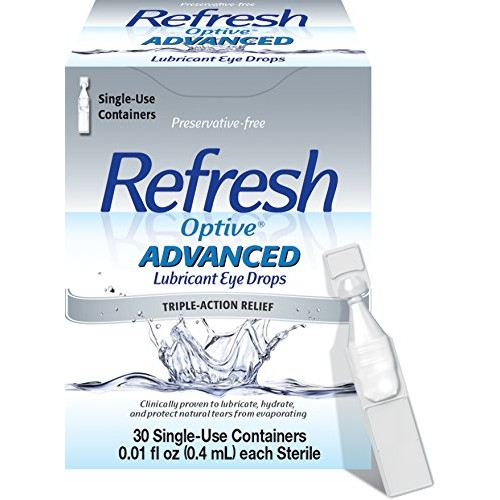 Refresh Optive Advanced Lubricant Eye Drops For Dry Eyes, Preservative-Free, ...