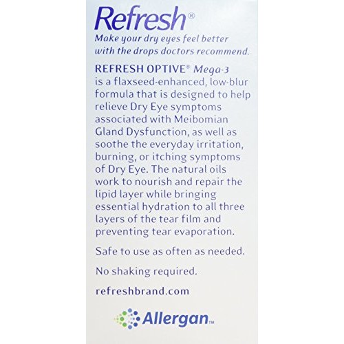 Refresh Optive Mega-3 Lubricant Eye Drops, 30 Single (Pack of 2)