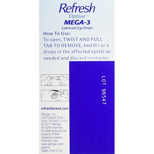 Refresh Optive Mega-3 Lubricant Eye Drops, 30 Single (Pack of 2)