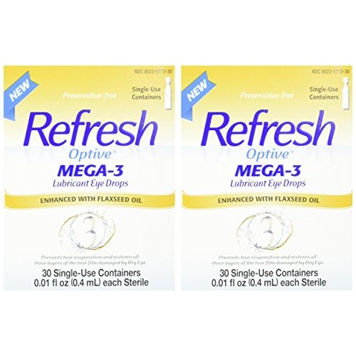 Refresh Optive Mega-3 Lubricant Eye Drops, 30 Single (Pack of 2)