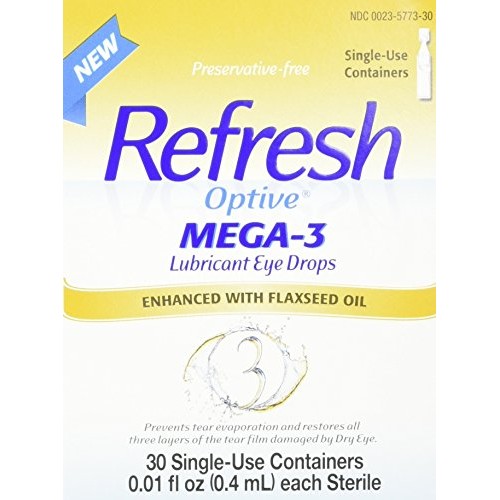 Refresh Optive Mega-3 Lubricant Eye Drops, 30 Single (Pack of 2)