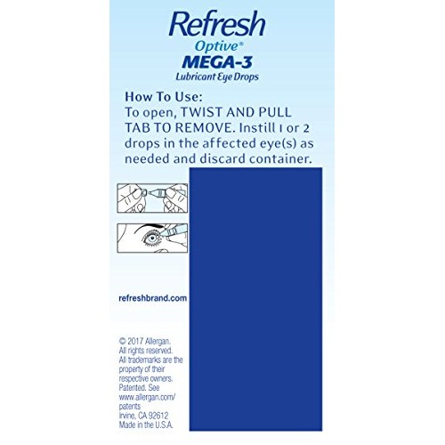 Refresh Optive Mega-3 Lubricant Eye Drops, Preservative-Free, 0.01 Fl Oz Sing...
