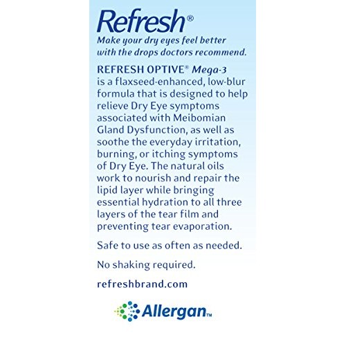 Refresh Optive Mega-3 Lubricant Eye Drops, Preservative-Free, 0.01 Fl Oz Sing...