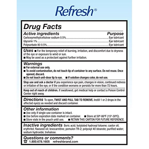 Refresh Optive Mega-3 Lubricant Eye Drops, Preservative-Free, 0.01 Fl Oz Sing...