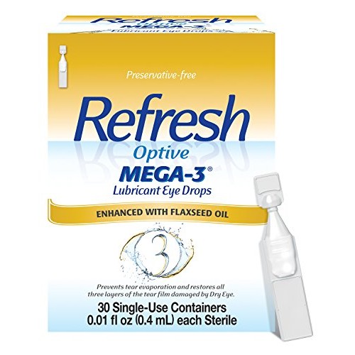 Refresh Optive Mega-3 Lubricant Eye Drops, Preservative-Free, 0.01 Fl Oz Sing...