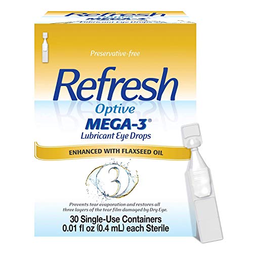 Refresh Optive Mega-3 Lubricant Single-Use Sterile Containers Eye Drops 30 ea...