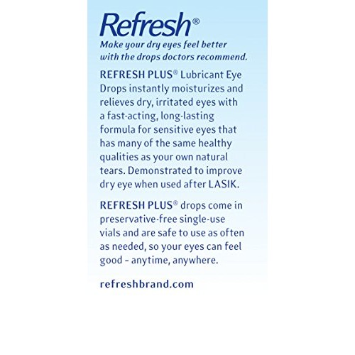 Refresh Plus Lubricant Eye Drops, Preservative-Free, 0.01 Fl Oz Single-Use Co...