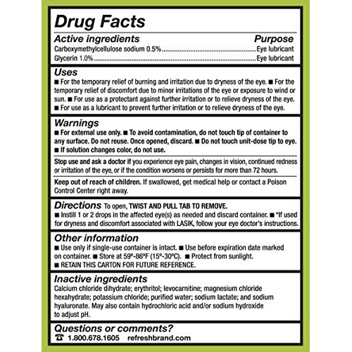 Refresh Relieva PF Lubricant Eye Drops, Preservative-Free, 0.01 Fl Oz Single-...