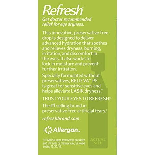Refresh Relieva PF Lubricant Eye Drops, Preservative-Free, 0.01 Fl Oz Single-...